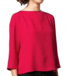 Emporio Armani Bright Red Back Pleated Boxy Top
