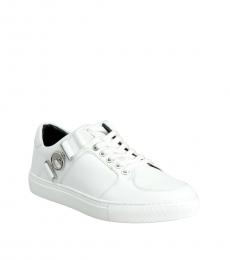 Versace Collection White Side Logo Buckle Sneakers