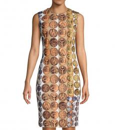 Roberto Cavalli Terracotta Medallion-Print Sheath Dress