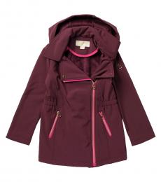 Michael Kors Girls Cherry Asymmetrical Hooded Soft Shell Jacket