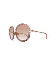 Calvin Klein Blush Horn Round Sunglasses