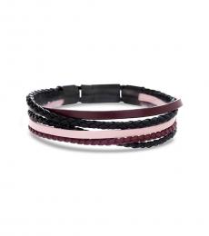 Ben Sherman Black-Pink Braided Multi-Strand Bracelet