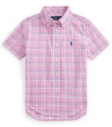Ralph Lauren Little Boys Pink Multi Plaid Poplin Shirt