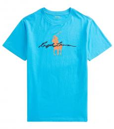Ralph Lauren Boys Cove Blue Big Pony Logo T-Shirt