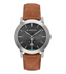 Burberry Brown Silver City Embossed Check Watch