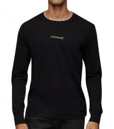 Black Raised Logo Long Sleeve T-Shirt