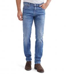 7 For All Mankind Light Blue Slim Fit Straight Leg Jeans