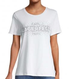 Karl Lagerfeld White Embellished Logo T-Shirt