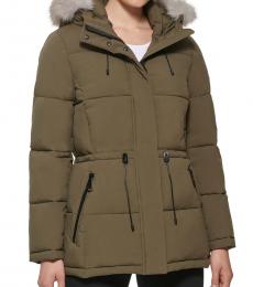 DKNY Olive Hooded Puffer Coat