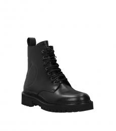 Black Side Logo Leather Boots