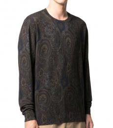 Etro Dark Brown Allover Print Sweater