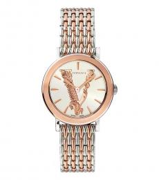 Versace Silver Gold Signature Dial Watch