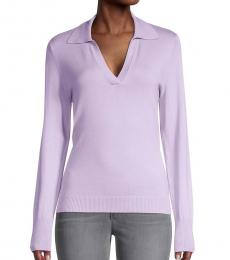Calvin Klein Light Purple Rib-Knit Collared Sweater