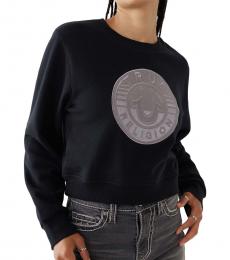 True Religion Black Logo Crewneck Sweatshirt