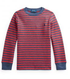 Little Boys Red Navy Waffle-Knit T-Shirt
