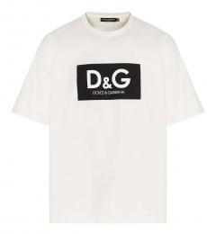 Dolce & Gabbana Off White Logo Print T-Shirt