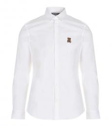 Moschino White Teddy Logo Patch Shirt