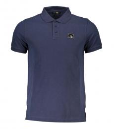 Cavalli Class Navy Blue Logo Plate Polo