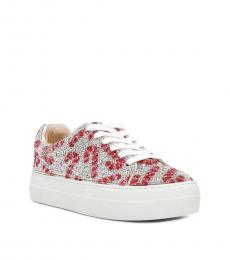 Betsey Johnson White Red Rhinestone Sneakers
