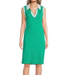 Karl Lagerfeld Green Sweater Polo Dress