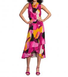 Karl Lagerfeld Multi Color Printed Sleeveless Midi-Dress