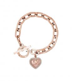 Michael Kors Rose Gold Logo Heart Charm Bracelet