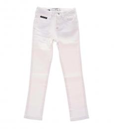 Philipp Plein Little Girls White Stretch Skinny Fit Jeans