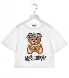 Moschino Little Girls White Teddy Floral T-Shirt