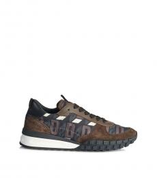 Dsquared2 Brown Logo Leather Sneakers