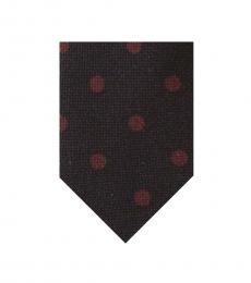 Brown Red Polka Dot Slim Tie