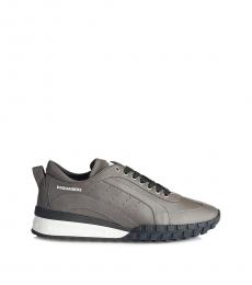 Taupe Logo Leather Sneakers