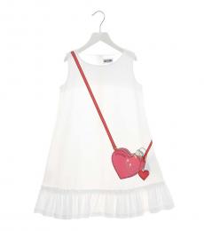 Moschino Little Girls White Bag Print Dress