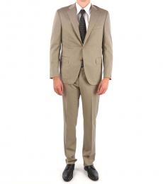 Beige Virgin Wool Leader Soft Side Vents Suit