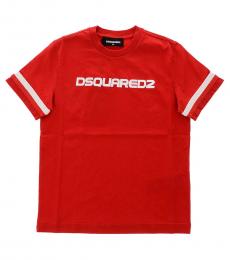 Boys Red Crew Neck T-Shirt