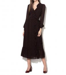 Michael Kors Black Polka Dot Georgette Wrap Dress