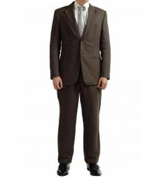 Armani Collezioni Brown Linen Two Button Suit