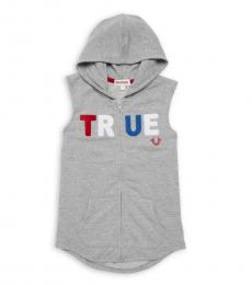 True Religion Little Boys Grey Logo Embroidery Hoodie
