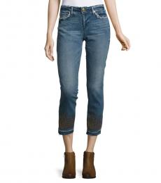 True Religion Blue Cora Embellished Cropped Jeans