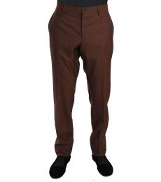Dolce & Gabbana Dark Brown Wool Silk Formal Trousers