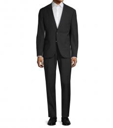 Karl Lagerfeld Black Slim-Fit Wool Plaid Suit