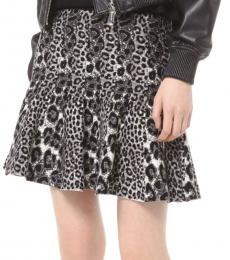 Michael Kors Dark Grey Mixed Leopard Pleated Skirt