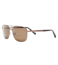 Ermenegildo Zegna Metal-Bronze Square Sunglasses