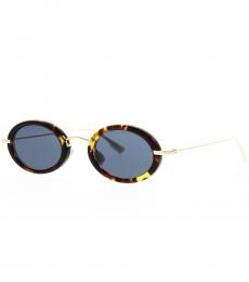 Christian Dior Havana Gold Blue Oval Sunglasses
