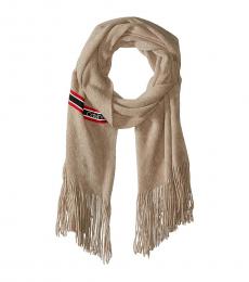Calvin Klein Heathered Almond Racer Stripe Scarf