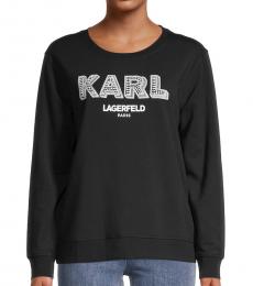 Karl Lagerfeld Black White Logo Sparkle Sweatshirt
