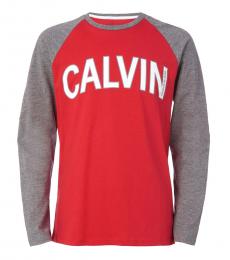 Calvin Klein Little Girls Racing Red Arch Logo T-Shirt