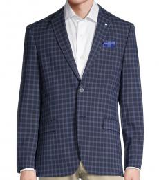 Ben Sherman Navy Blue Stretch-Fit Check Sportcoat