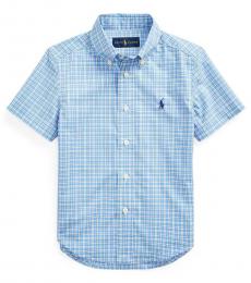 Ralph Lauren Little Boys Blue Plaid Poplin Shirt