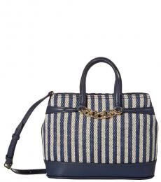 Calvin Klein Navy Evelyn Daytona Medium Satchel