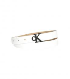 Calvin Klein White Casual Logo Plaque Belt